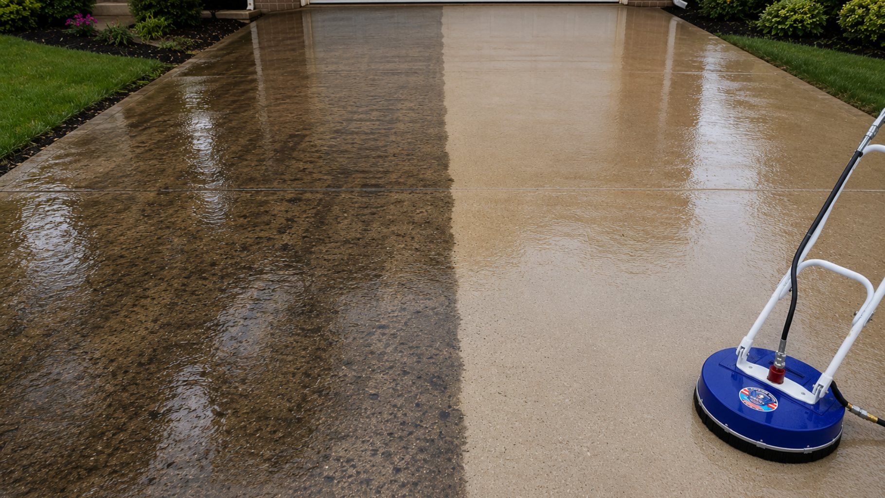 concrete cleaning before and after