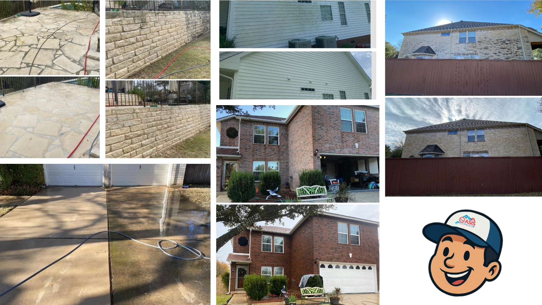Oasis Power Washing Before and After Collage
